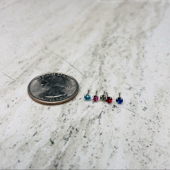 925 Sterling Silver Ball Nose Stud Set of 5 - Picture 12 of 15